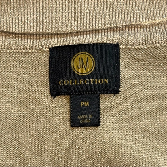 NWOT JM Collection Open Front Metallic Gold Cardigan Size Petite Medium - Picture 5 of 6